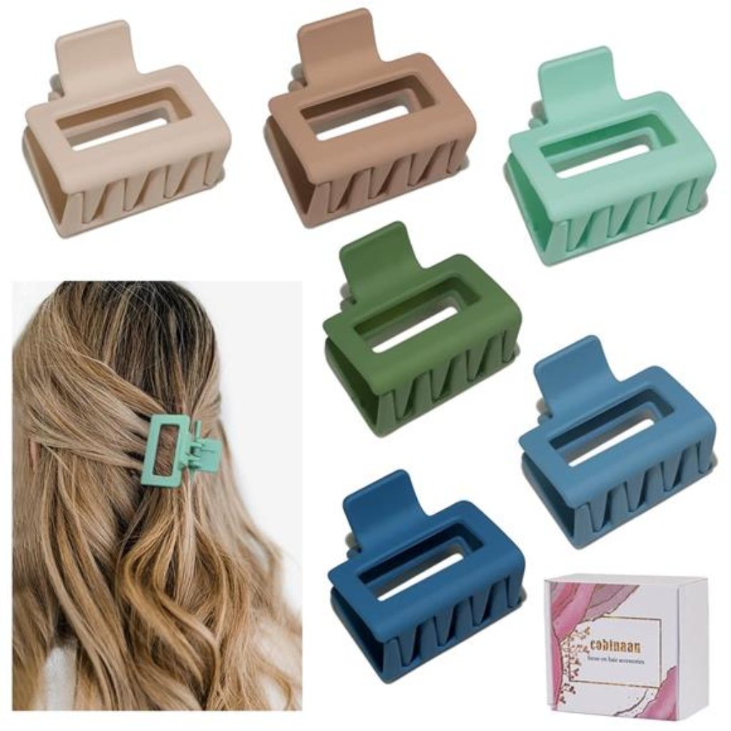 Medium Claw Hair Clips For Women Girls, 2" Matte Rectangle Hair Claw Clips